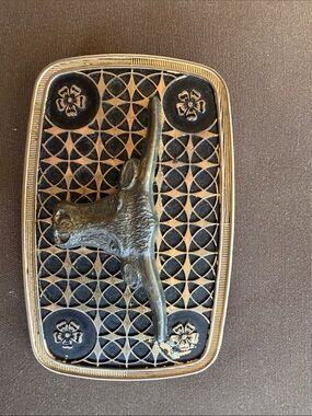Vintage Western Longhorn Belt Buckle in Black and Gold